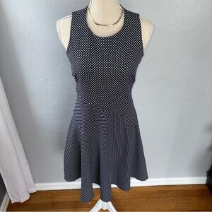 Banana Republic Black & White Polka Dot Sleeveless Fit-and-Flare Dress